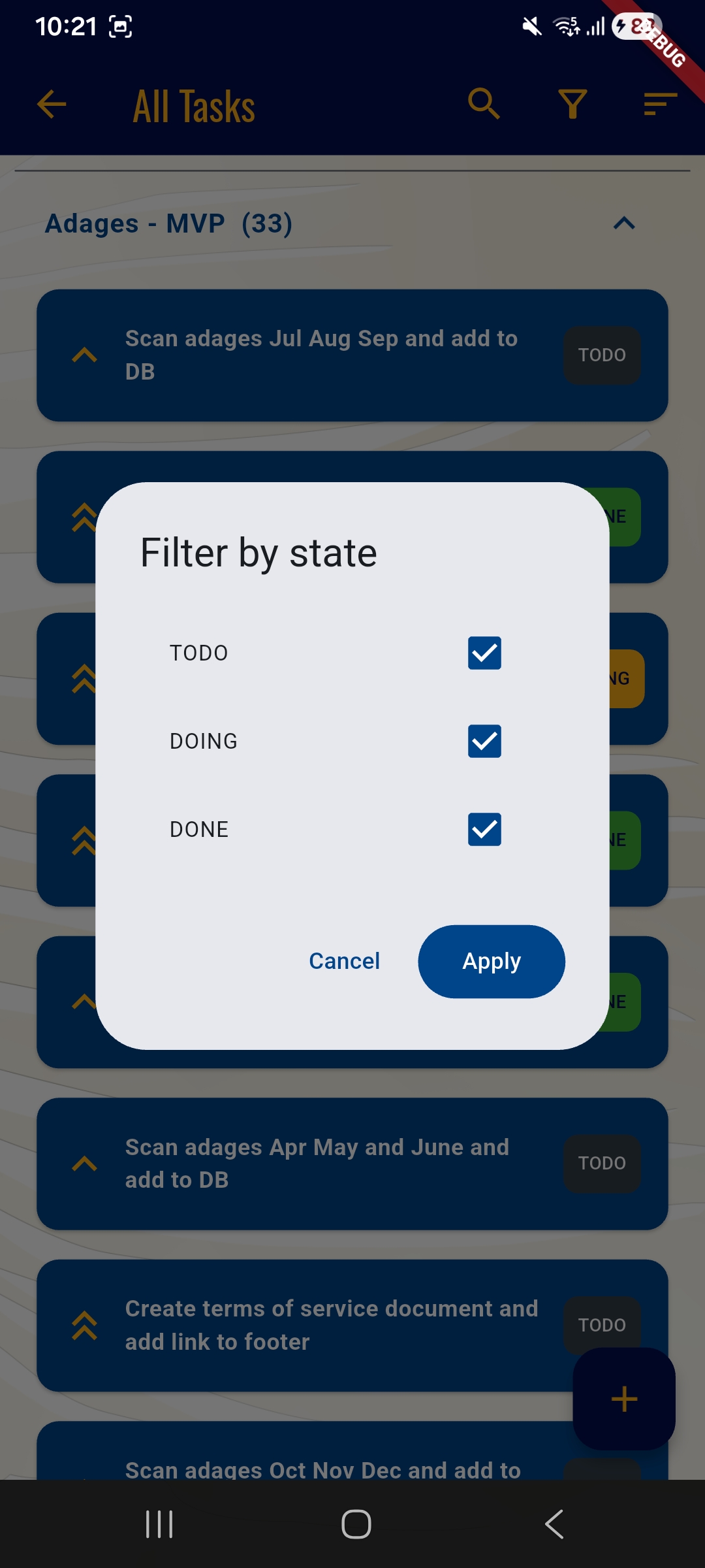 Task Manager — App Filter