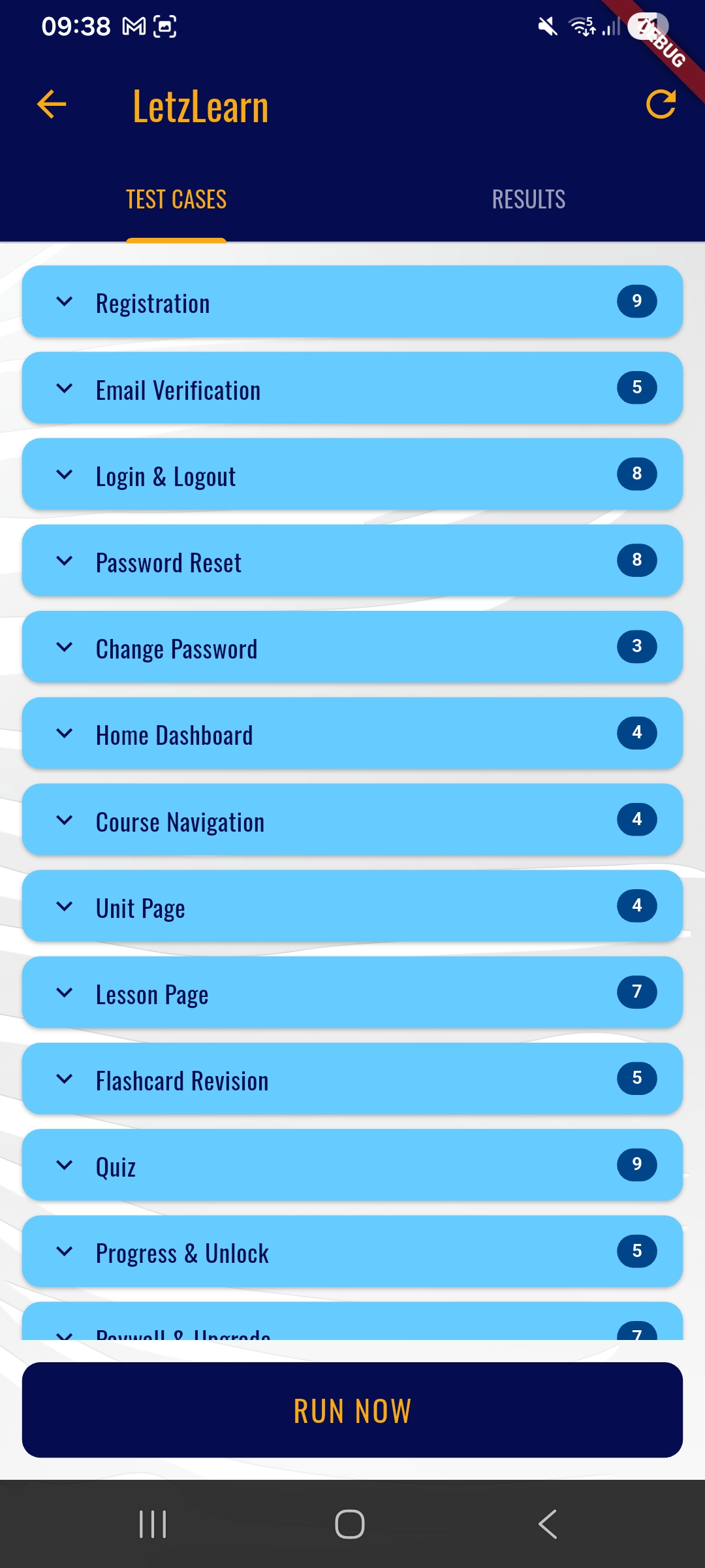 Test Runner — Mobile app