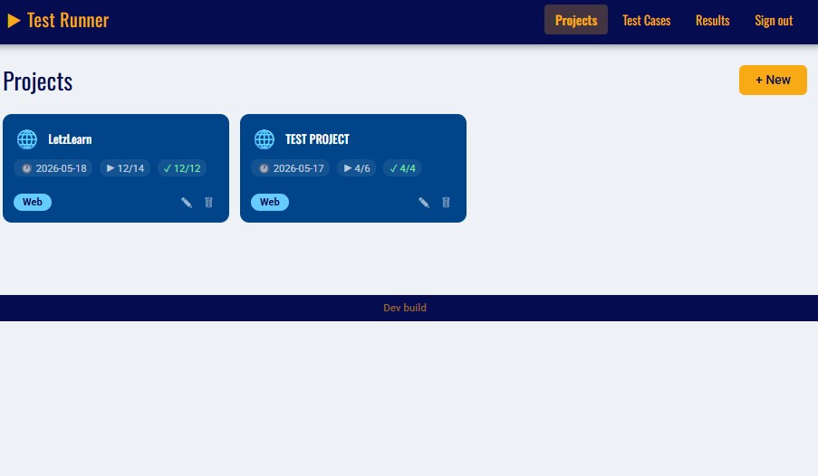 Test Runner — Web interface
