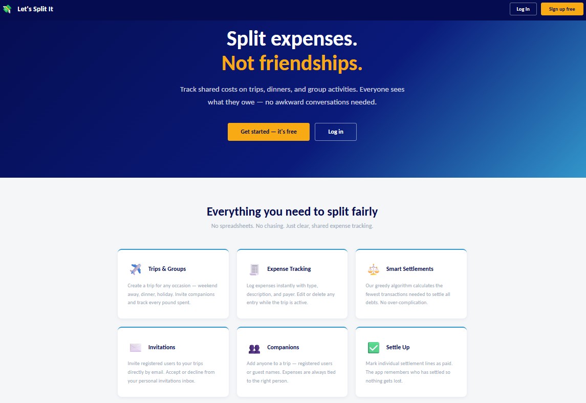 Let's Split It — Dashboard